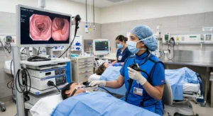 Upper GI endoscopy procedure used to diagnose stomach ulcers and H. pylori infection.